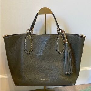 Michael Kors olive green Tote Bag with Gold Accents
